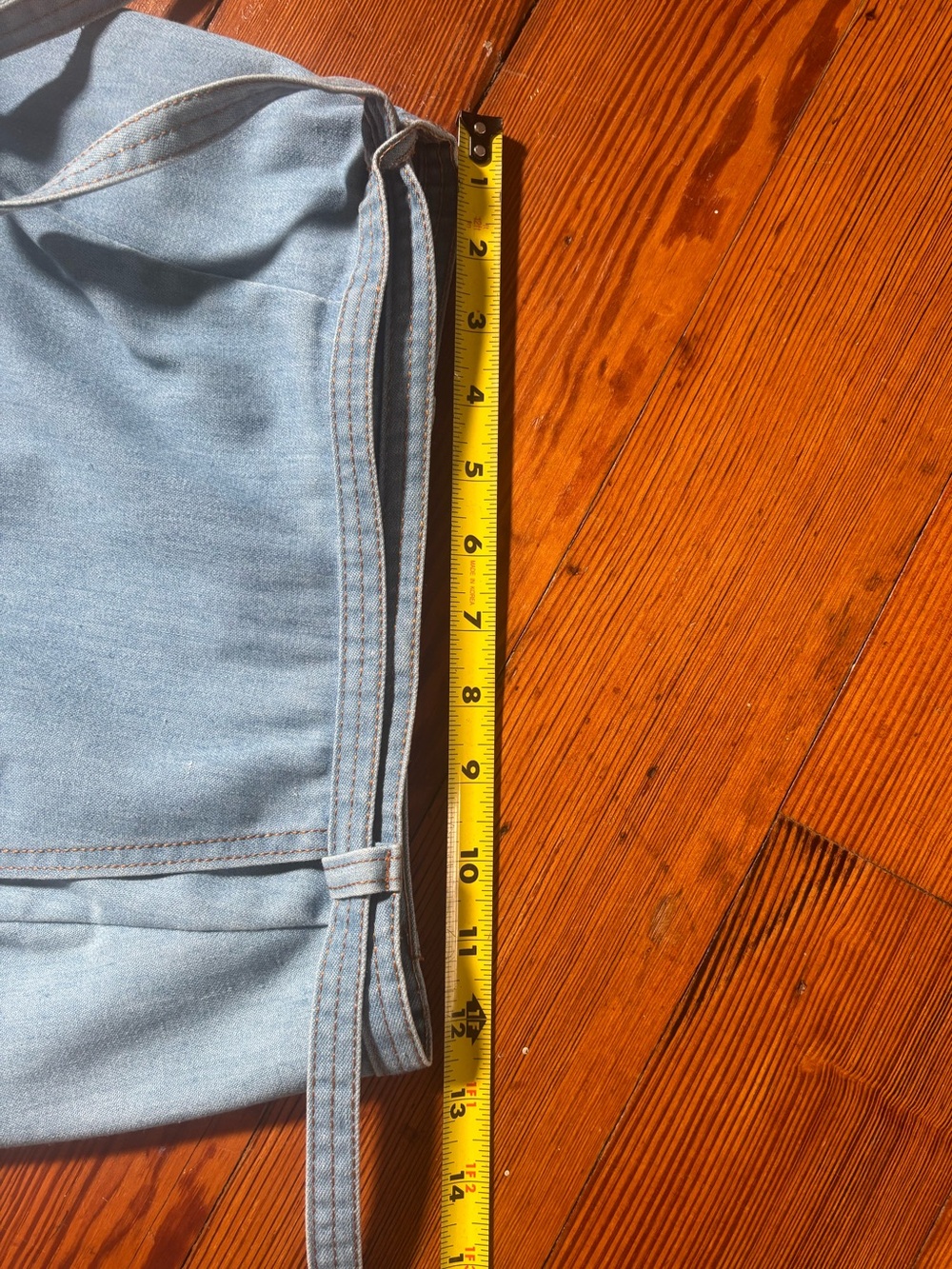 Vintage Russ Light Blue Denim A-Line Wrap Skirt with Tie Waist - Picture 5 of 11